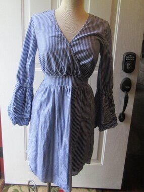 A New Day Blue and White Striped Pull-over Cotton Shirtdress Size XS